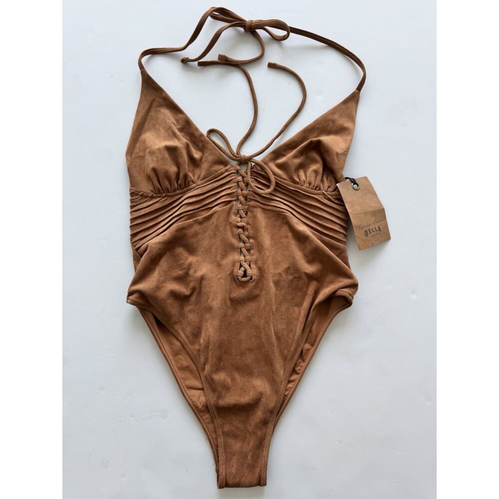 Frankies Bikinis x BELLA HADID Barrel Suede One Piece Swimsuit Large